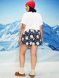 High-Waisted Printed Waffle Pajama Shorts for Women