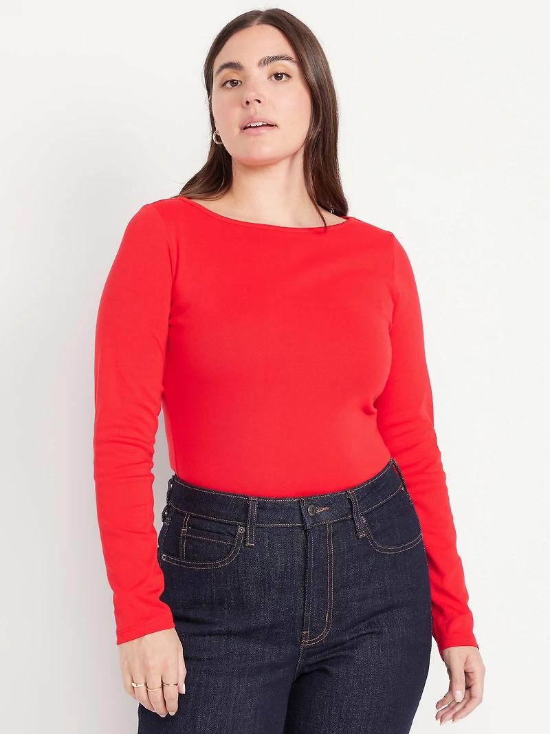 Snug Long-Sleeve Boatneck T-Shirt
