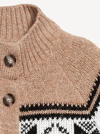 Mock-Neck Wool-Blend Cardigan Sweater