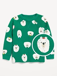 Printed Long-Sleeve Thermal-Knit T-Shirt for Toddler Boys
