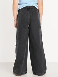 High-Waisted Pull-On Super Wide-Leg Cargo Jeans for Girls