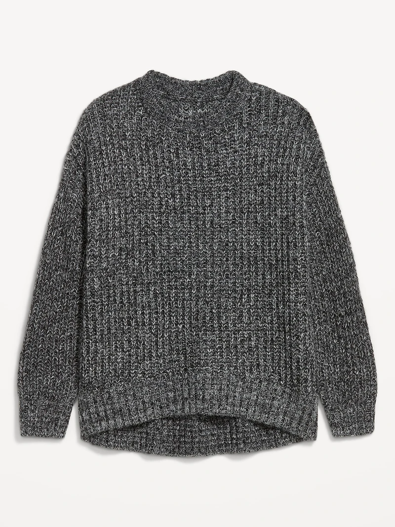 Shaker-Stitch Crew-Neck Tunic Sweater