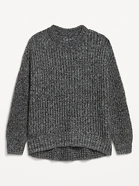 Shaker-Stitch Crew-Neck Tunic Sweater