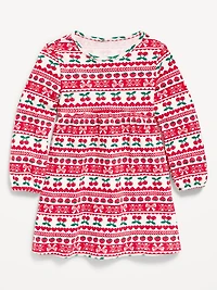 Long-Sleeve Waffle-Knit Dress for Toddler Girls