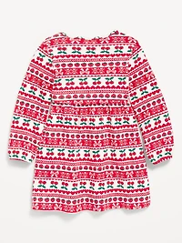 Long-Sleeve Waffle-Knit Dress for Toddler Girls