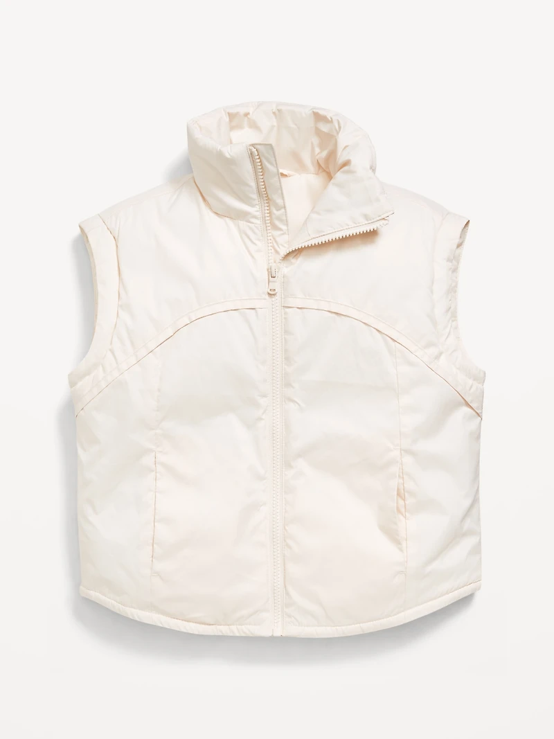 Water-Resistant Quilted Zip-Front Vest for Girls