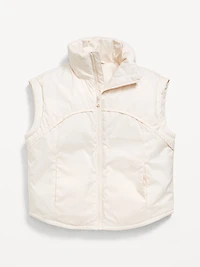 Water-Resistant Quilted Zip-Front Vest for Girls