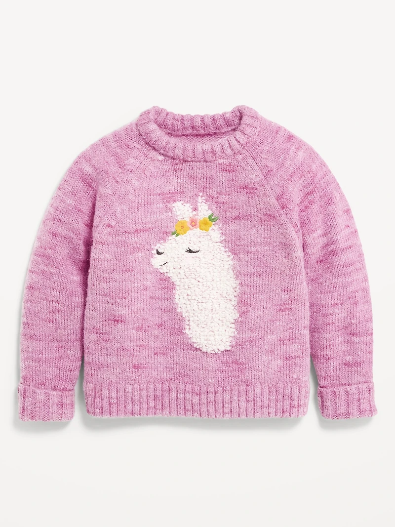 Printed Crew-Neck Sweater for Toddler Girls