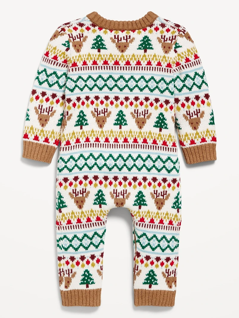 Long-Sleeve Sweater-Knit Henley One-Piece for Baby