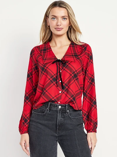 Crepe Button-Down Top
