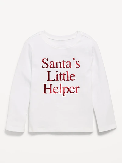 Long-Sleeve Holiday Graphic T-Shirt for Toddler Girls