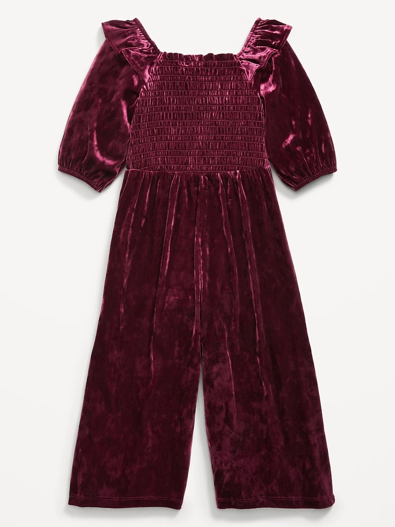 Smocked Velvet Jumpsuit for Toddler Girls