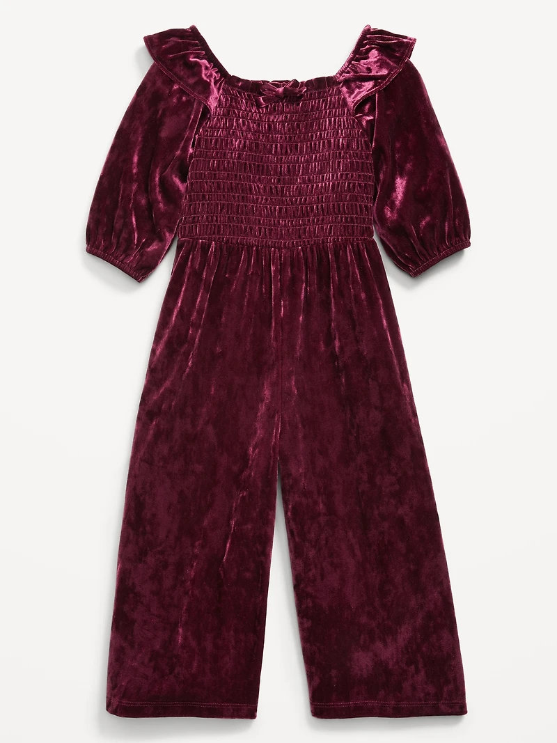 Smocked Velvet Jumpsuit for Toddler Girls