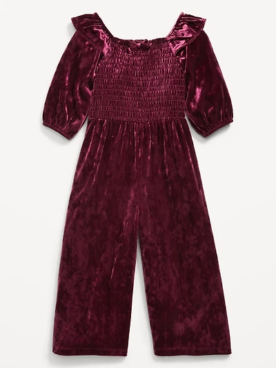 Smocked Velvet Jumpsuit for Toddler Girls