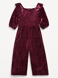 Smocked Velvet Jumpsuit for Toddler Girls