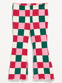 Printed Ribbed Flared Leggings for Toddler Girls