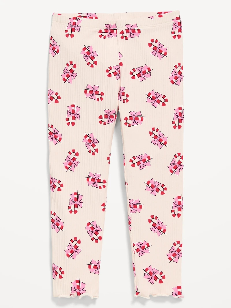 Printed Lettuce-Edge Leggings for Toddler Girls