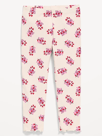 Printed Lettuce-Edge Leggings for Toddler Girls