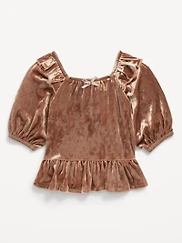 Ruffled Velvet Peplum Top for Toddler Girls
