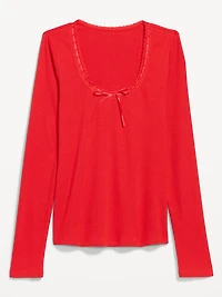 Scoop-Neck Long-Sleeve Ribbed Top