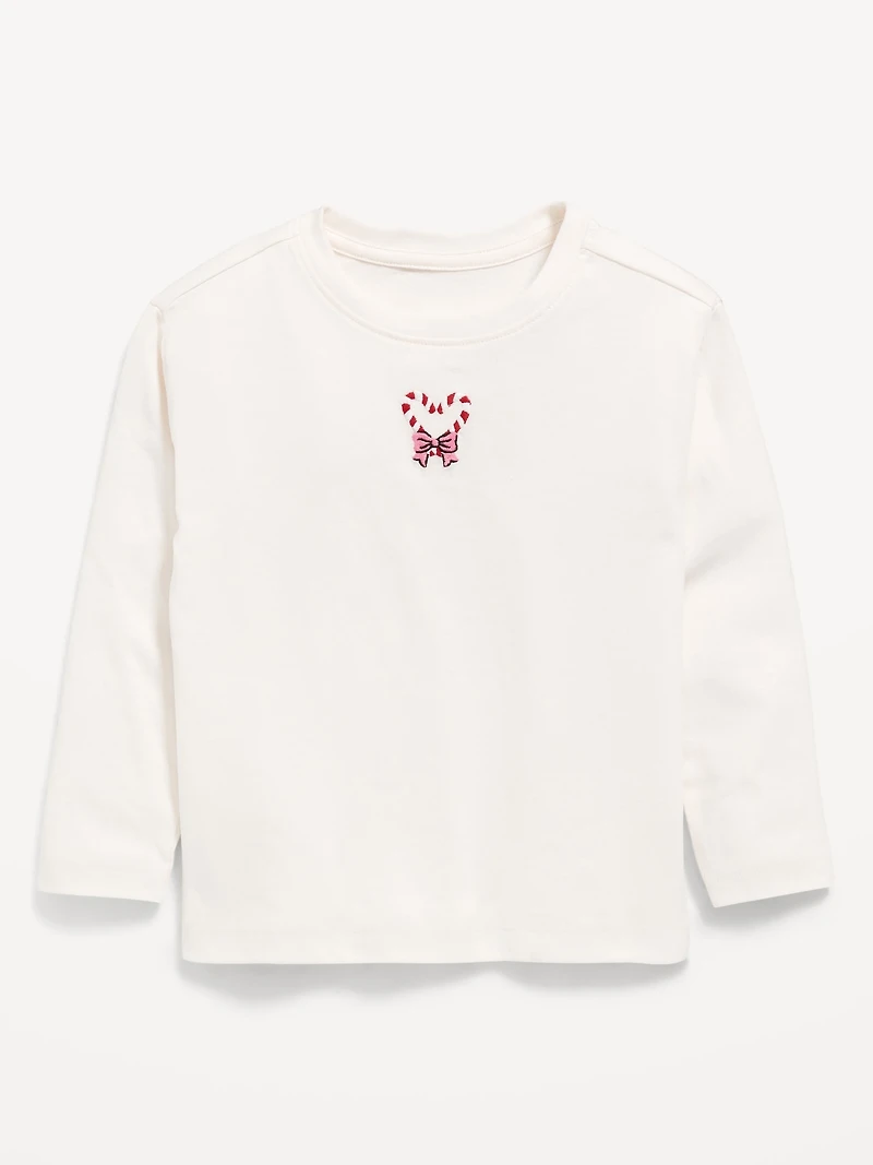 Long-Sleeve Holiday Graphic T-Shirt for Toddler Girls
