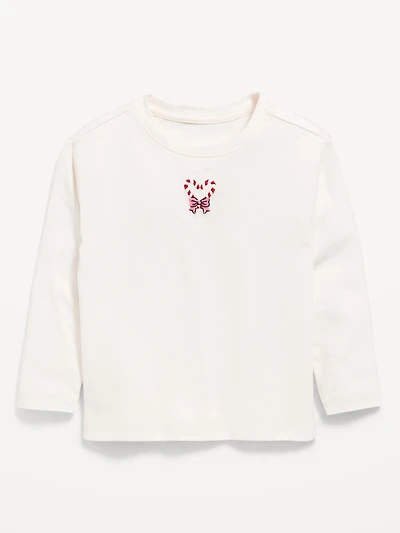Long-Sleeve Holiday Graphic T-Shirt for Toddler Girls