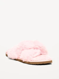 Faux-Fur Twist-Front Slippers for Women