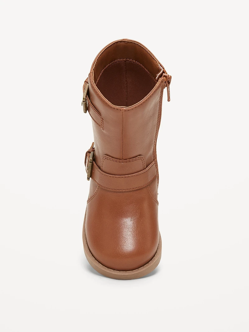 Faux-Leather Buckled Boots for Toddler Girls