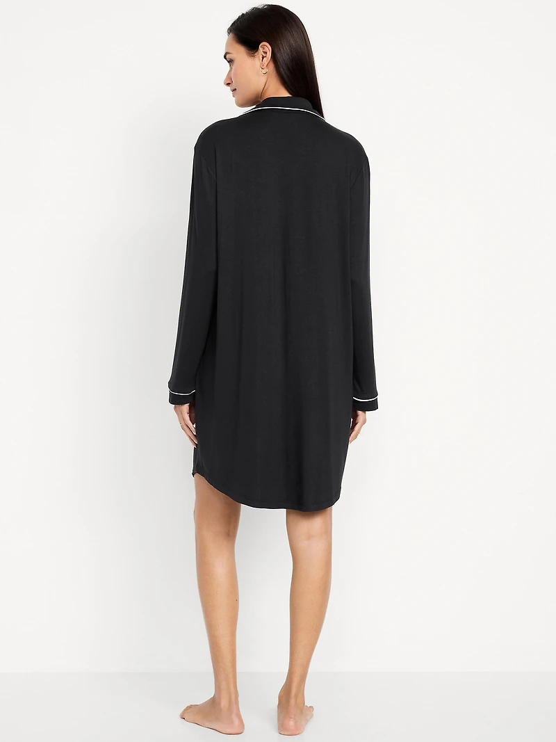 Long-Sleeve Knit Sleep Shirt