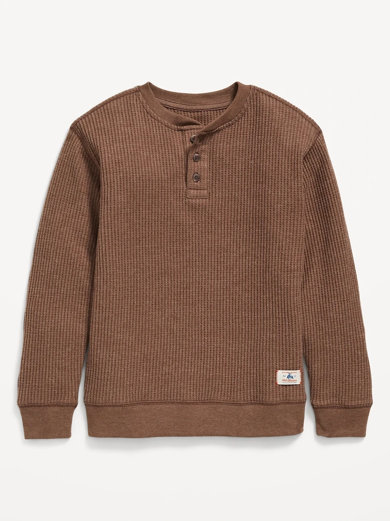 Long-Sleeve Henley Thermal-Knit T-Shirt for Boys