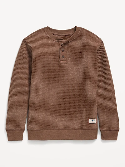 Long-Sleeve Henley Thermal-Knit T-Shirt for Boys