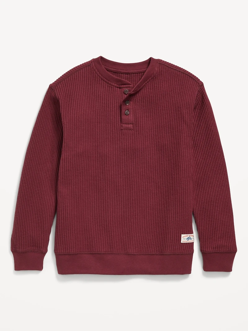Long-Sleeve Henley Thermal-Knit T-Shirt for Boys