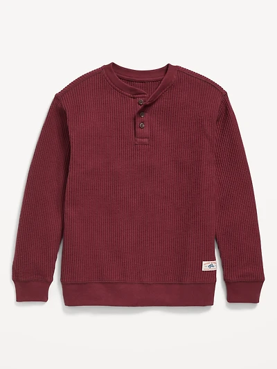 Long-Sleeve Henley Thermal-Knit T-Shirt for Boys