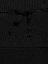 Fitted Long-Sleeve Lace-Tie Ribbed T-Shirt for Girls