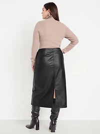 High-Waisted Faux-Leather Midi Skirt