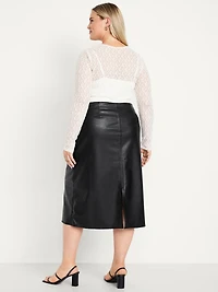High-Waisted Faux-Leather Midi Skirt