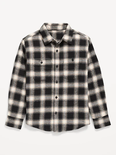 Long-Sleeve Pocket Plaid Flannel Shirt for Boys