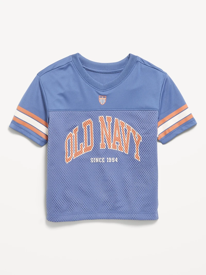 Oversized Mesh Logo-Graphic Football T-Shirt for Toddler Boys