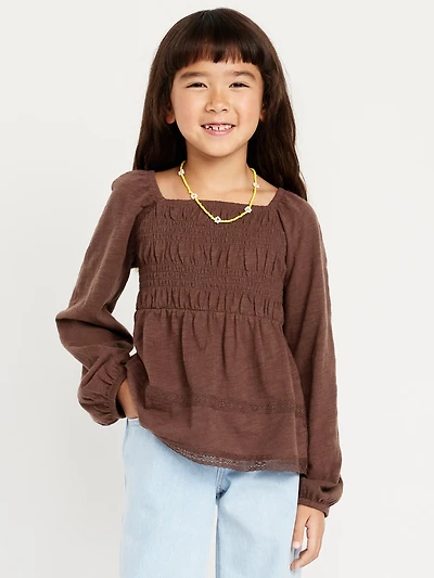 Long-Sleeve Smocked Top for Girls