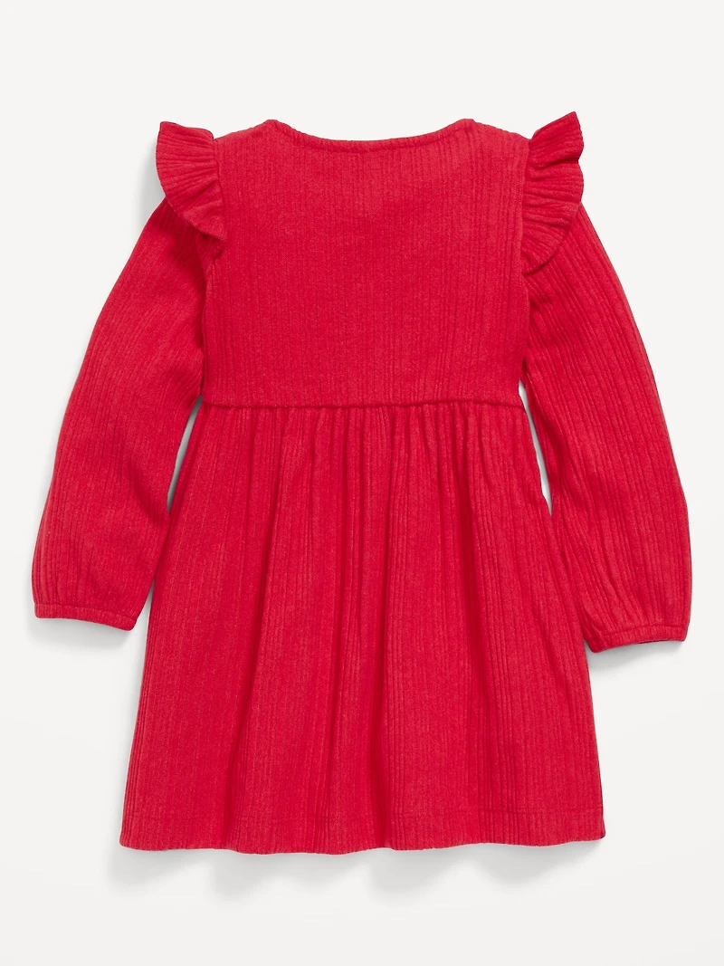 Long-Sleeve Cozy-Knit Dress for Toddler Girls