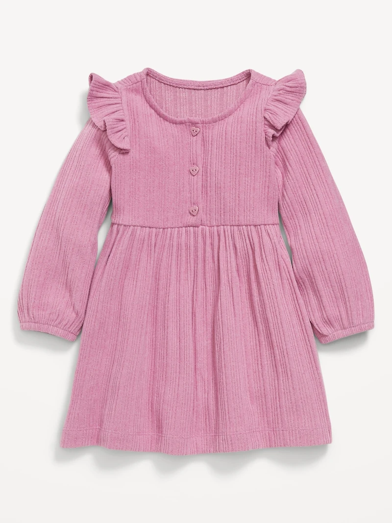 Long-Sleeve Cozy-Knit Dress for Toddler Girls