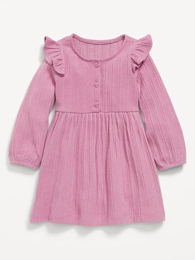 Long-Sleeve Cozy-Knit Dress for Toddler Girls