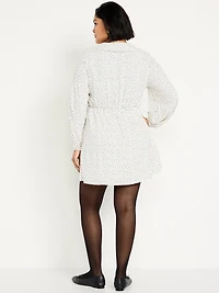 Fit & Flare Long-Sleeve Crepe Mini Dress