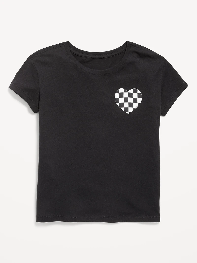 Softest Short-Sleeve Heart-Pocket T-Shirt for Girls