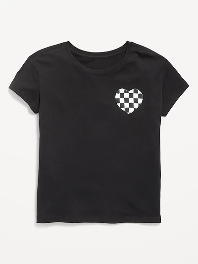 Softest Short-Sleeve Heart-Pocket T-Shirt for Girls