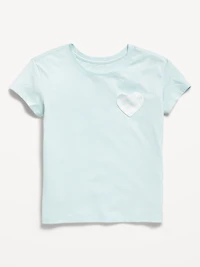 Softest Short-Sleeve Heart-Pocket T-Shirt for Girls