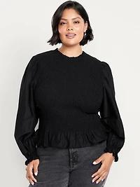 Long-Sleeve Smocked Top