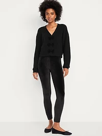 High-Waisted Velour Fashion Ankle Leggings