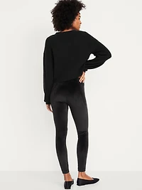 High-Waisted Velour Fashion Ankle Leggings