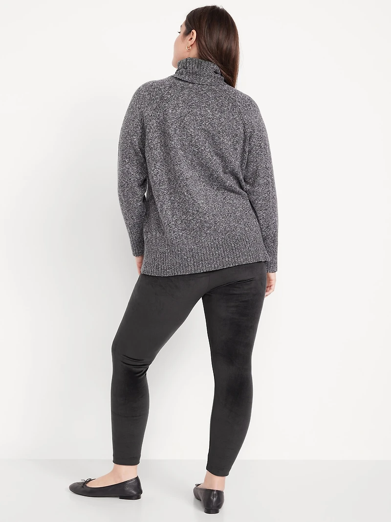 High-Waisted Velour Fashion Ankle Leggings